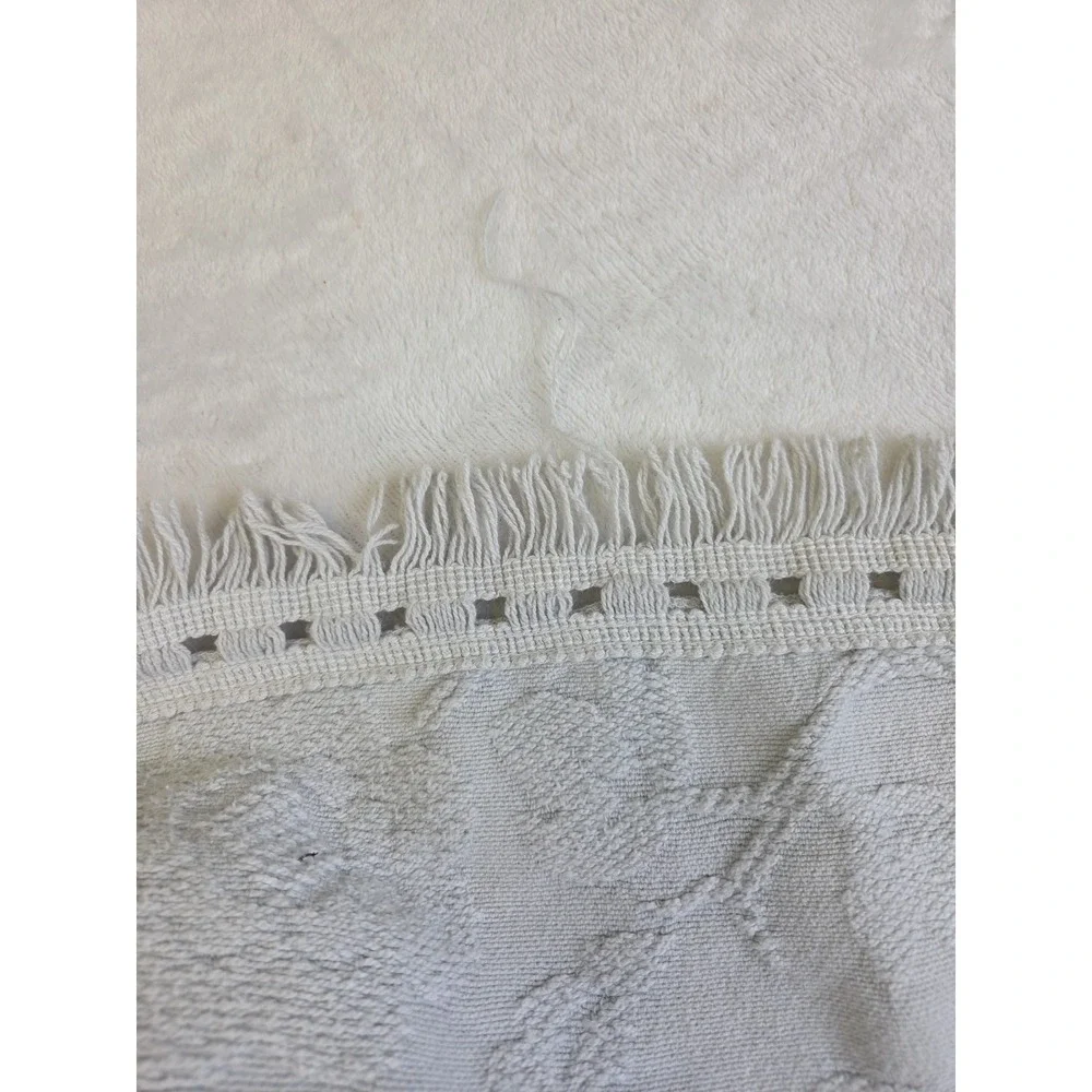 VTG Y2k Crown Crafts Matelasse Bedspread Medallion Fringed Blue Full 